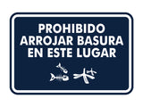 Signs ByLITA Classic Framed Prohibido Arrojar Basura en Este Lugar Graphic Spanish Security Wall or Door Sign