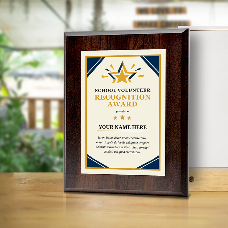 School Volunteer Recognition Award' Personalized Wall Plaque With Easel Acrylic Stand | Education Recognition School Award Plaques