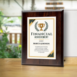 Financial Achievement Award Personalized Wall Plaque With Easel Acrylic Stand | Professional/Industry Recognition Award Plaques