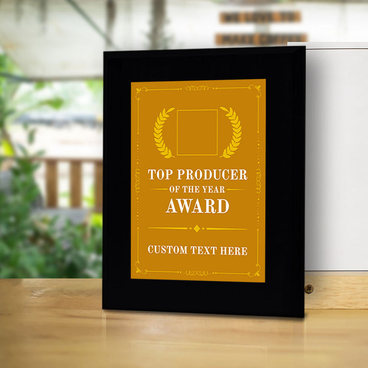 Top Producer of the Year Award Personalized (Black) Wall Plaque With Easel Acrylic Stand | Workplace Recognition Ceremonies Award Plaques