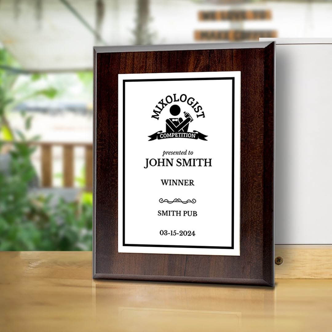 Mixologist Competition Customizable Award Plaque | Easel Mount Option | Achievement and Recognition Personalizable Plaques