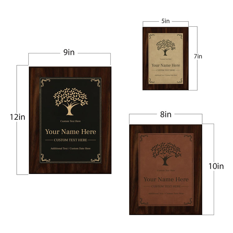 Tree Design Award Theme, Wooden Frame Customizable Leatherette Award Plaque | Easel Mount Option | Recognition of Achievement and Service Personalizable Plaques