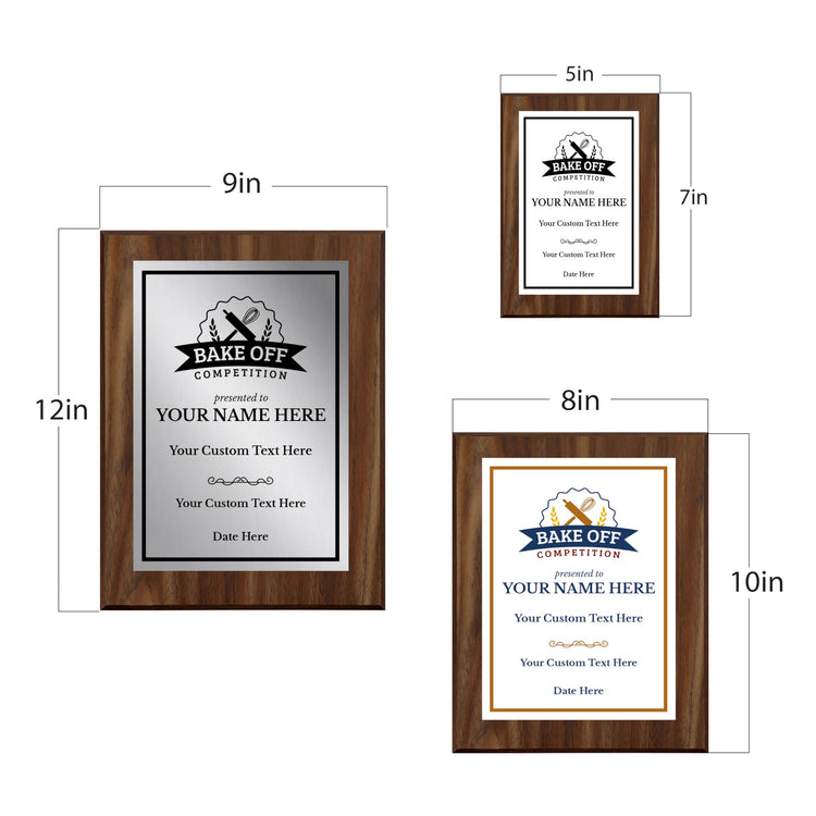 Bake Off Competition Customizable Award Plaque | Easel Mount Option | Achievement and Recognition Personalizable Plaques
