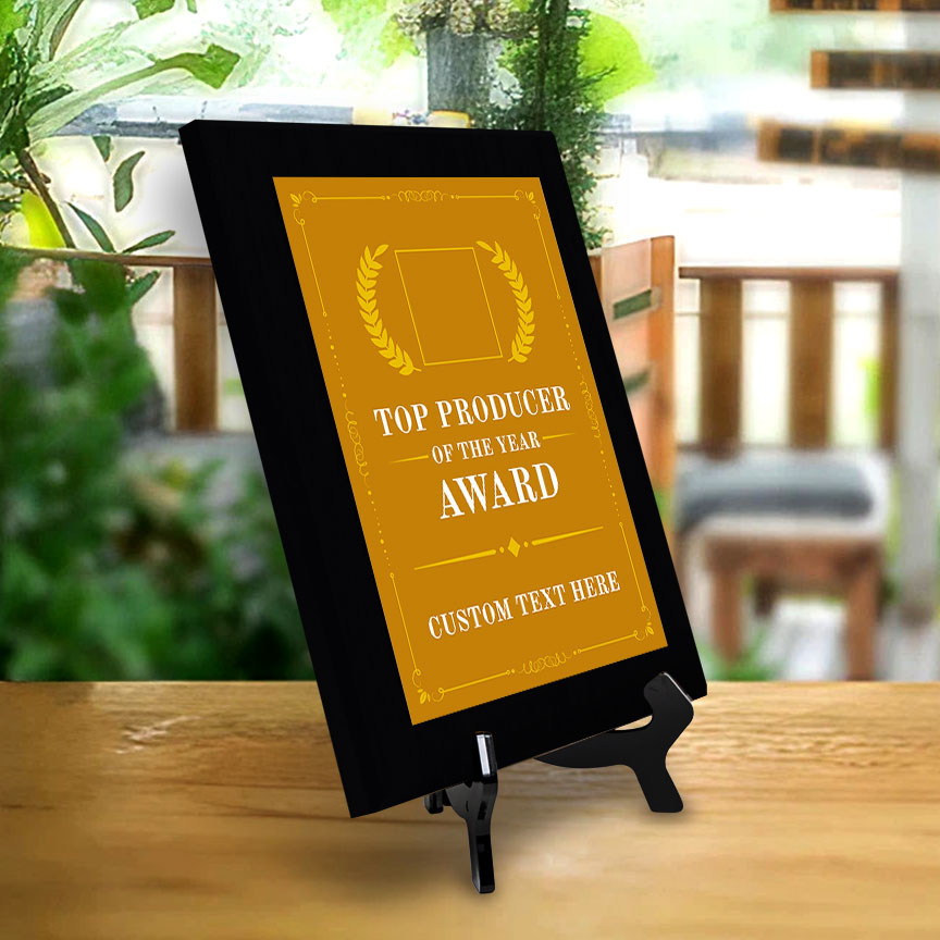 Top Producer of the Year Award Personalized (Black) Wall Plaque With Easel Acrylic Stand | Workplace Recognition Ceremonies Award Plaques