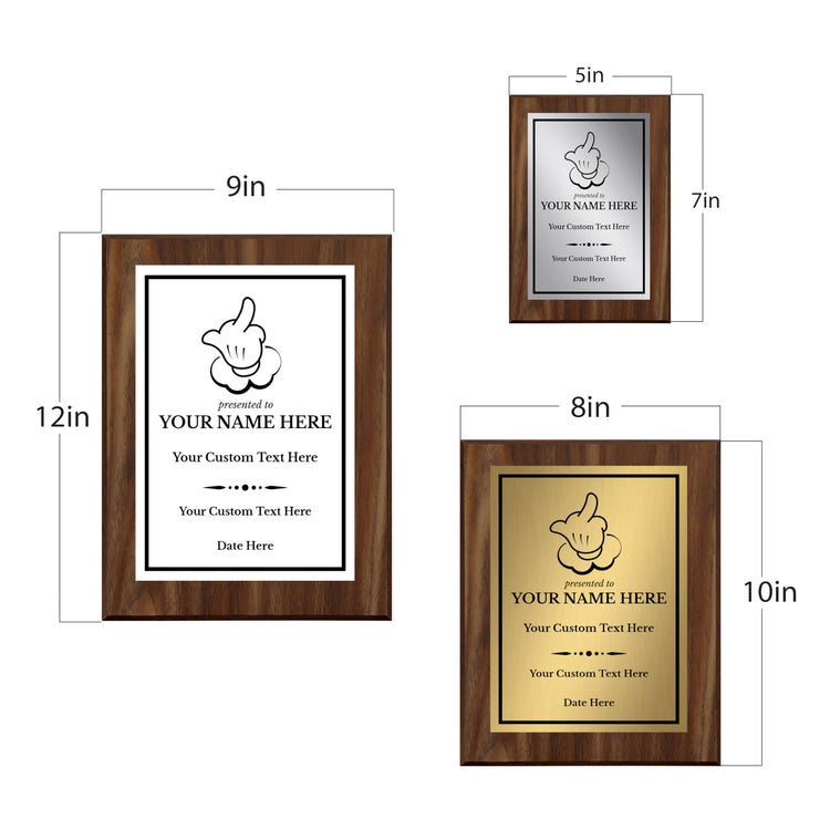 Middle Finger Novelty Funny Customizable Award Plaque | Easel Mount Option | Funny Parody Achievement Personalizable Plaques