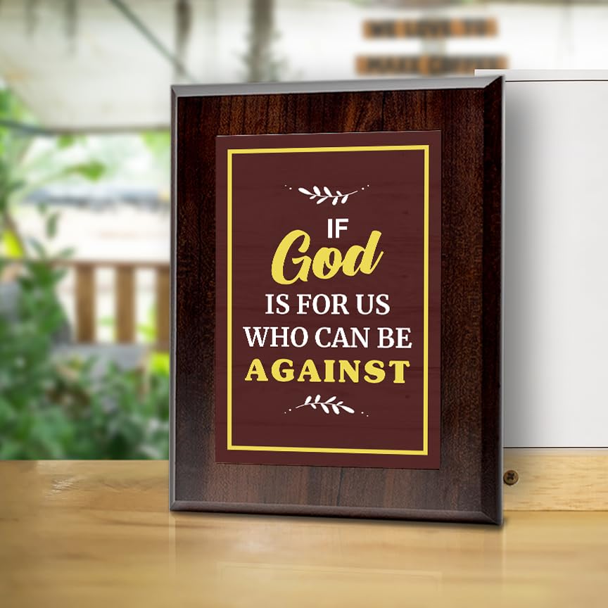 If God Is For Us Who Can Be Against Decorative Wall Plaque With Easel Acrylic Stand | Religious Plaques