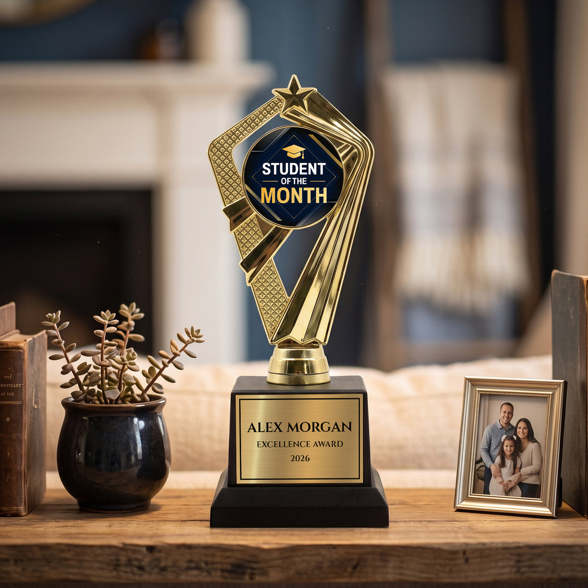 All Quality Student of the Month Trophy, Custom Engraved Star Award — Personalized Monthly Classroom Recognition Award