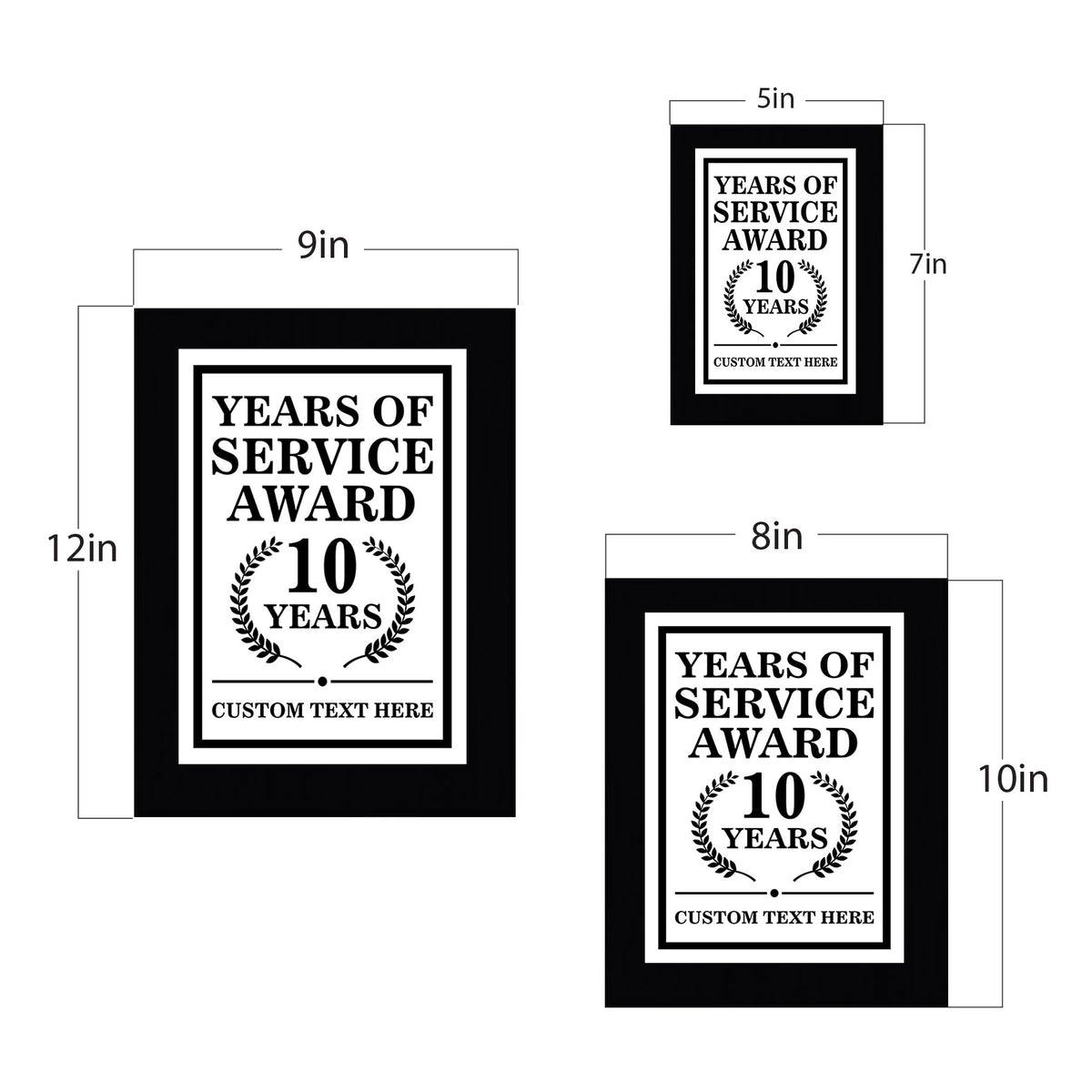 Years of Service Award Plaque — 10 Years Award Personalized (Black) Wall Plaque With Easel Acrylic Stand | Workplace Recognition Ceremonies Award Plaques