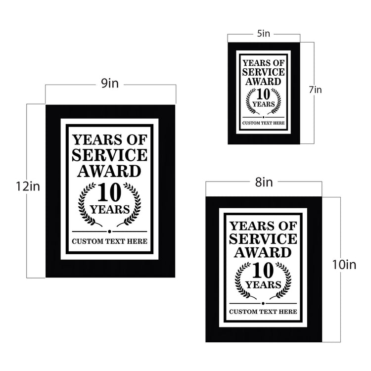 Years of Service Award Plaque — 10 Years Award Personalized (Black) Wall Plaque With Easel Acrylic Stand | Workplace Recognition Ceremonies Award Plaques
