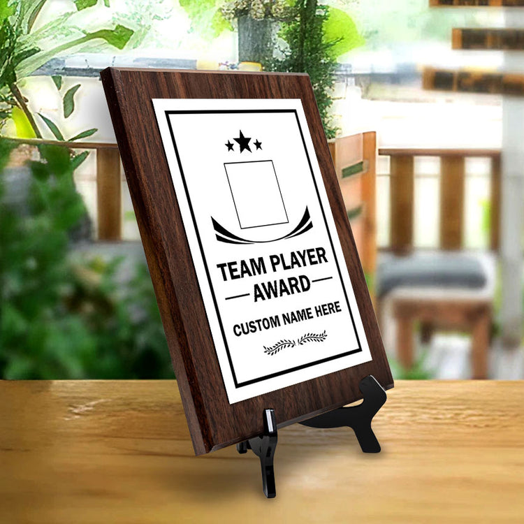 Team Player Award Personalized (Wooden) Wall Plaque With Easel Acrylic Stand | Workplace Recognition Ceremonies Award Plaques