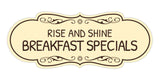 Signs ByLITA Designer Rise and Shine: Breakfast Specials Durable ABS Plastic Laser Engraved Easy Installation Elegant Design Wall or Door Sign