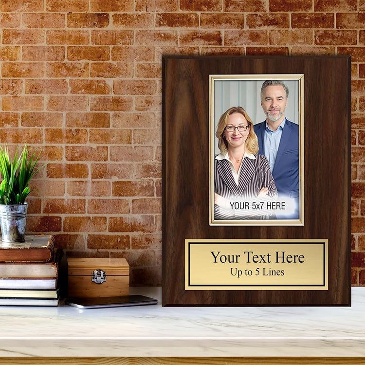 Personalized Wooden Photo Plaque - Horizontal Picture Holder - Custom Text on Plate