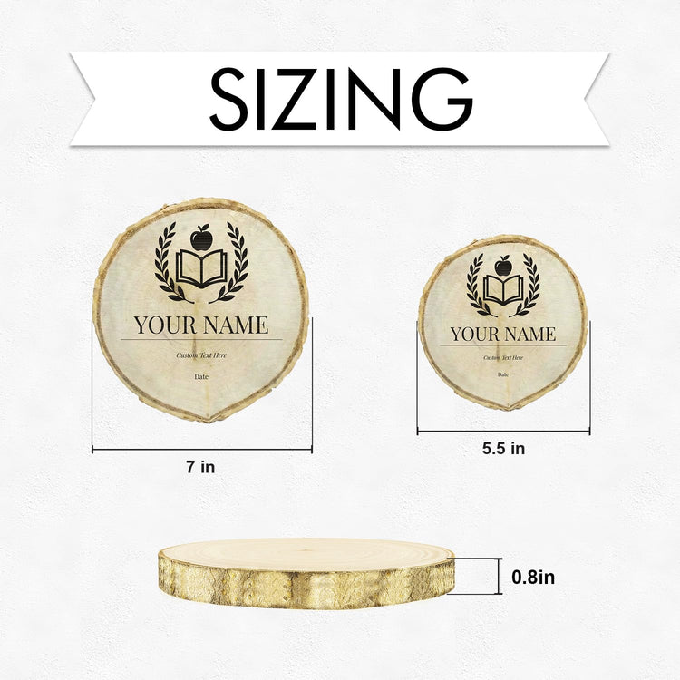 Customizable Rustic Round (Professional Award) Wood Signs – Natural Bark-Edge with a Sleek Black Acrylic Easel – For Counters, Doors & Walls