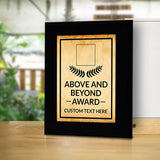 Above and Beyond Award Personalized (Black) Wall Plaque With Easel Acrylic Stand | Workplace Recognition Ceremonies Award Plaques