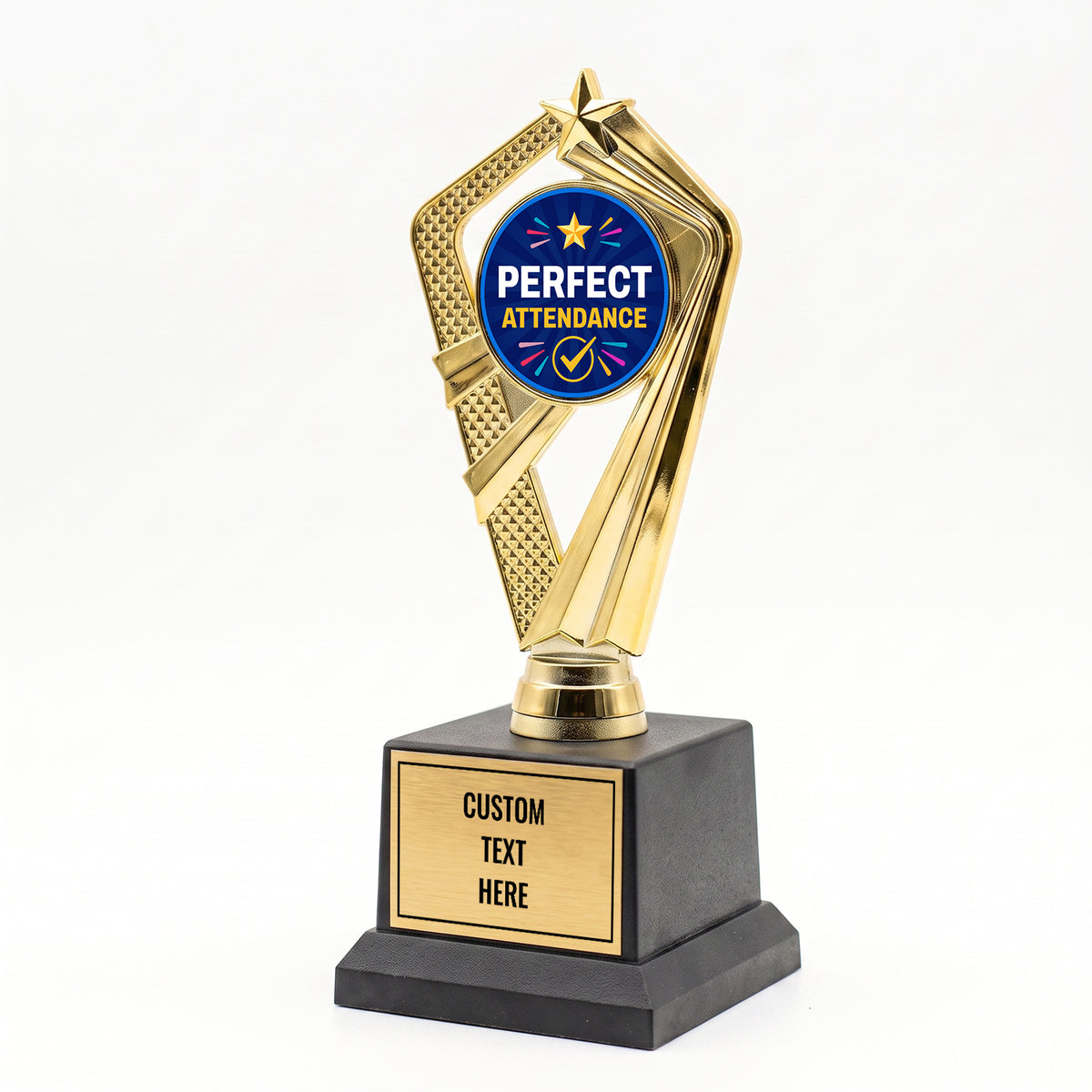 All Quality Perfect Attendance Trophy, Custom Engraved Star Award — Personalized Attendance Recognition Award for Students