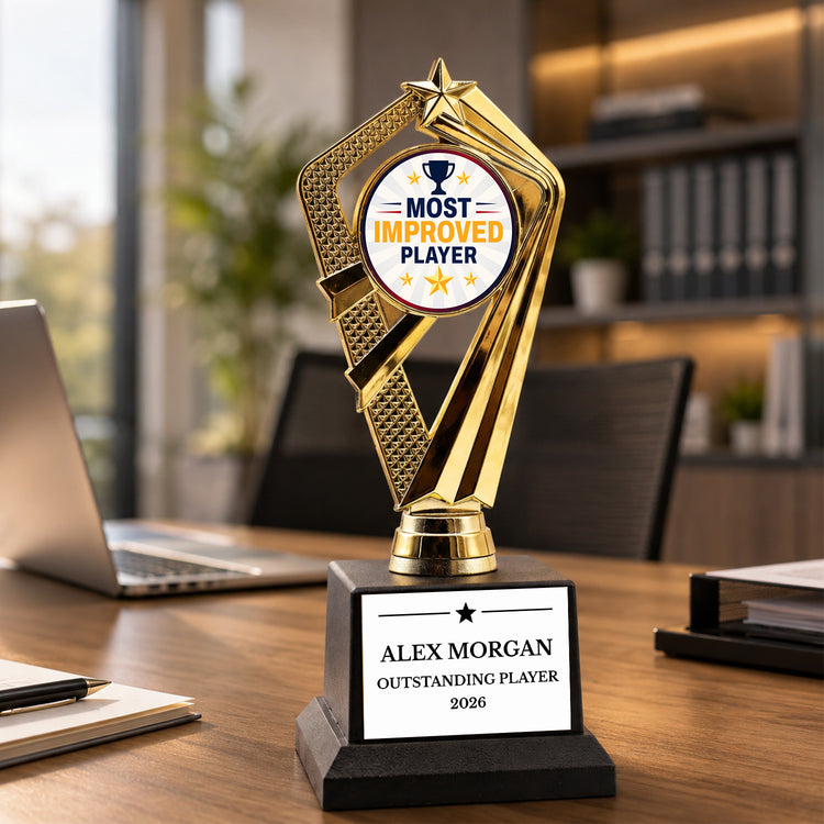 All Quality Most Improved Player Trophy, Custom Engraved — Personalized Award for Any Youth Sport or League