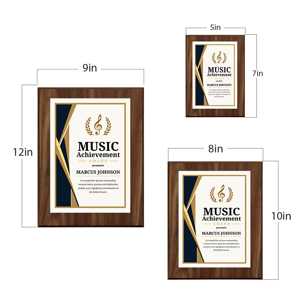 Music Achievement Award' Personalized Wall Plaque With Easel Acrylic Stand | Professional/Industry Recognition Award Plaques