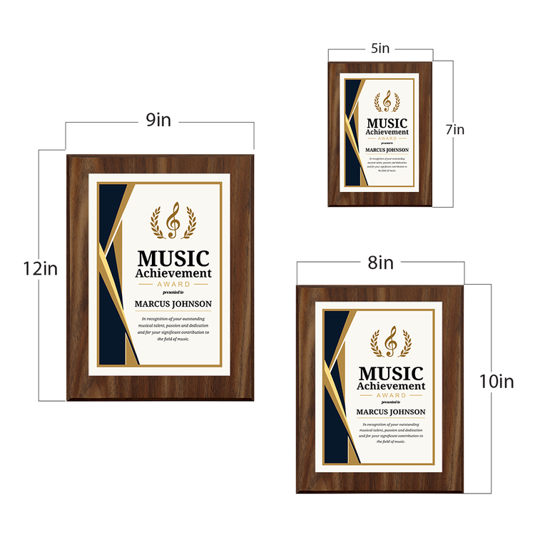 Music Achievement Award' Personalized Wall Plaque With Easel Acrylic Stand | Professional/Industry Recognition Award Plaques