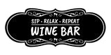 Signs ByLITA Designer Sip, Relax, Repeat: Wine Bar Durable ABS Plastic Laser Engraved Easy Installation Elegant Design Wall or Door Sign