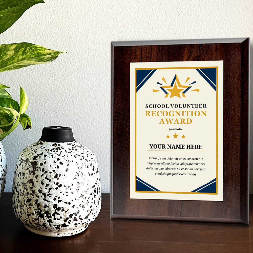 School Volunteer Recognition Award' Personalized Wall Plaque With Easel Acrylic Stand | Education Recognition School Award Plaques