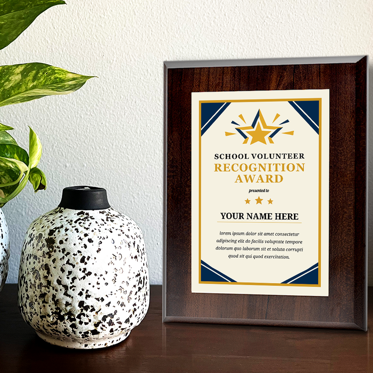 School Volunteer Recognition Award' Personalized Wall Plaque With Easel Acrylic Stand | Education Recognition School Award Plaques