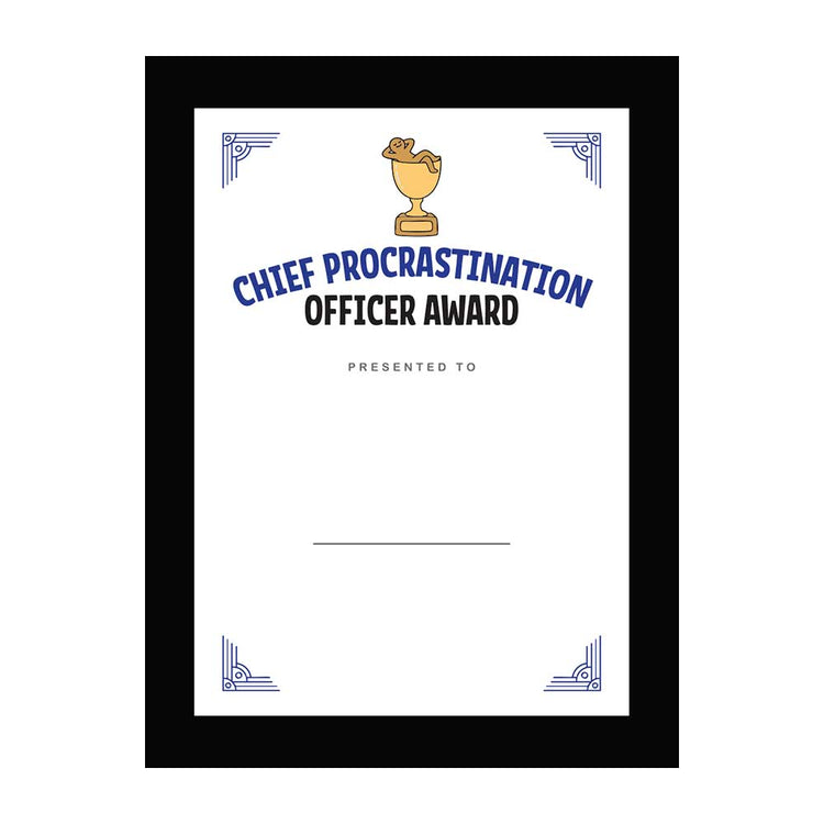 Chief Procrastination Officer' Award Personalized Wall Plaque With Easel Acrylic Stand | Novelty/Funny Office Award Plaques