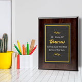 All I Know Of Tomorrow Is That God Will Rise Before The Sun. Decorative Wall Plaque With Easel Acrylic Stand | Religious Plaques
