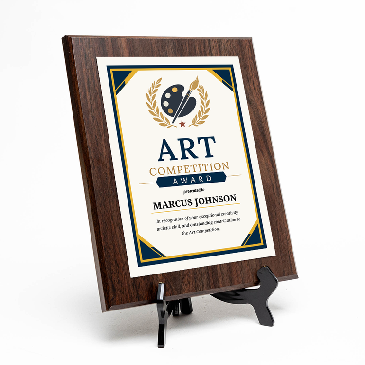 Art Competition Award' Personalized Wall Plaque With Easel Acrylic Stand | Professional/Industry Recognition Award Plaques