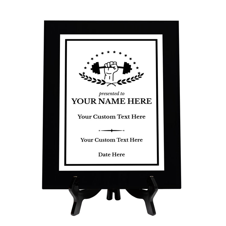 Powerlifting Customizable Black Frame Wooden Award Plaque | Easel Mount Option | Achievement and Recognition Personalizable Plaques
