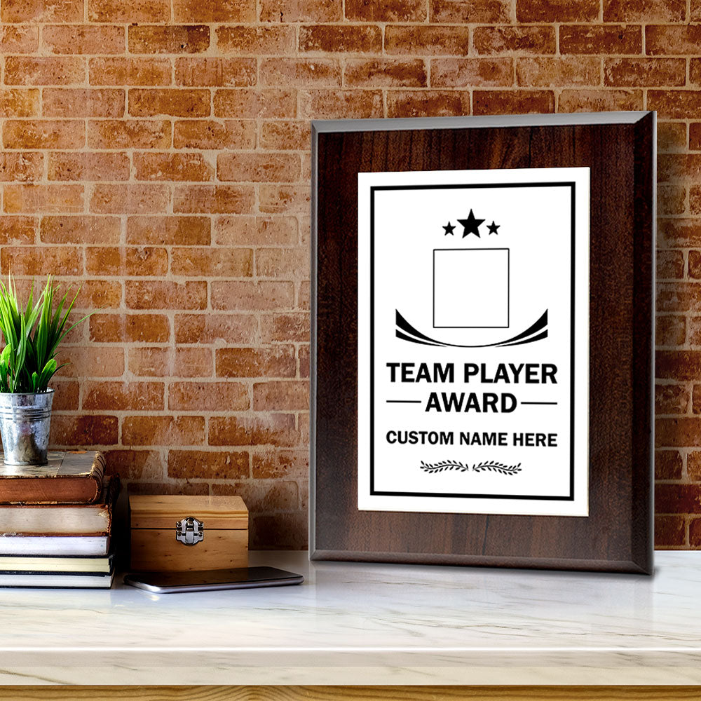 Team Player Award Personalized (Wooden) Wall Plaque With Easel Acrylic Stand | Workplace Recognition Ceremonies Award Plaques