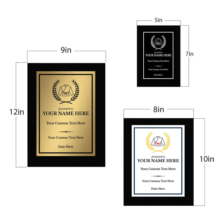 Karate Customizable Black Frame Wooden Award Plaque | Easel Mount Option | Achievement and Recognition Personalizable Plaques
