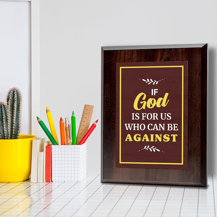 If God Is For Us Who Can Be Against Decorative Wall Plaque With Easel Acrylic Stand | Religious Plaques