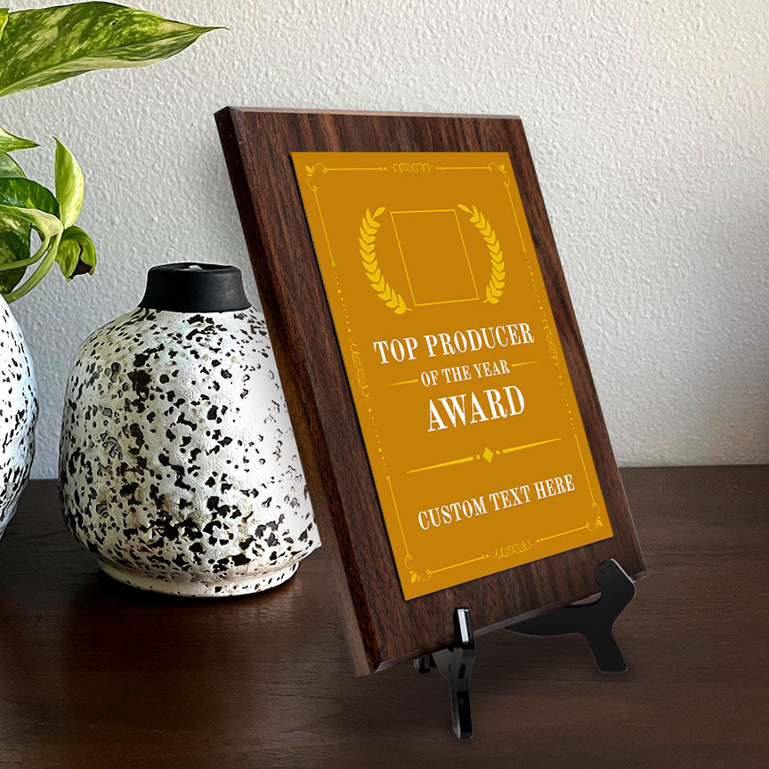 Top Producer of the Year Award Personalized (Wooden) Wall Plaque With Easel Acrylic Stand | Workplace Recognition Ceremonies Award Plaques