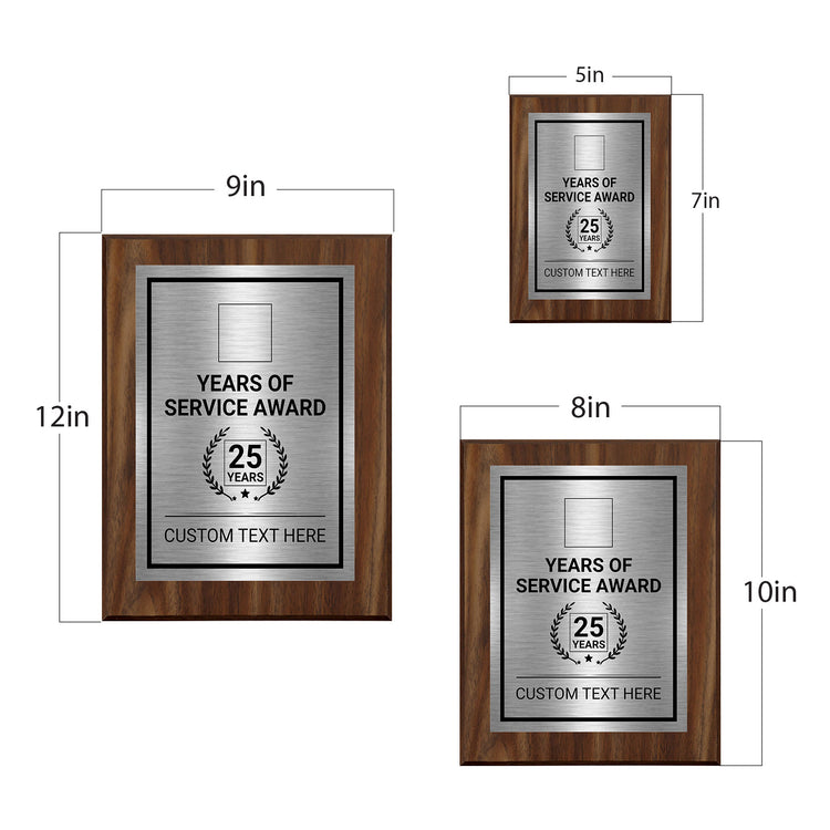 Years of Service Award Plaque — 25 Years Award Personalized (Wooden) Wall Plaque With Easel Acrylic Stand | Workplace Recognition Ceremonies Award Plaques