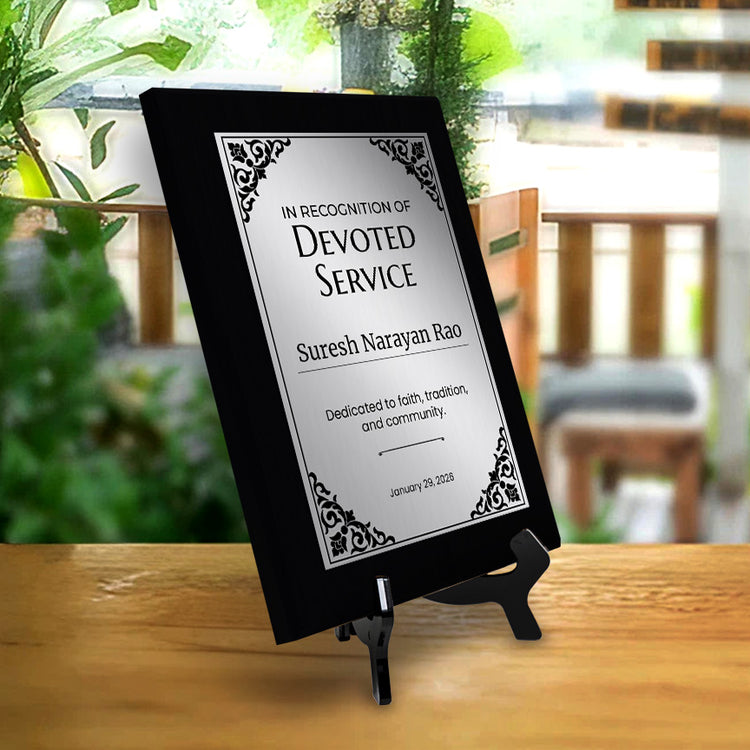 Personalized Hindu Service Recognition Award Plaque, Custom Wooden Wall Plaque with Optional Easel Stand for Temple Service & Anniversaries