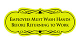 Designer Employees Must Wash Hands Before Returning to work Sign