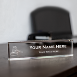 Attorney or Judge Themed, Gavel Design, Personalized Acrylic Desk Sign for Lawyers and Legal Professionals (2 x 10")