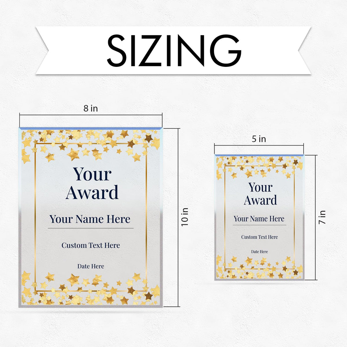 Signs ByLITA Personalized Acrylic Award Plaque with Golden Stars Design – Custom Engraved Clear Desk Award, Recognition Gift, Office Decor (Multiple Sizes)