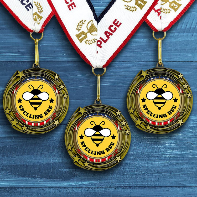 All Quality Stars Design Spelling Bee Medal - 1st, 2nd, 3rd Place