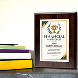Financial Achievement Award Personalized Wall Plaque With Easel Acrylic Stand | Professional/Industry Recognition Award Plaques