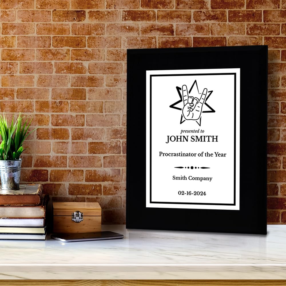 Rock and Roll Novelty Funny Customizable Black Frame Award Plaque | Easel Mount Option | Funny Parody Achievement Personalizable Plaques