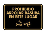Signs ByLITA Classic Framed Prohibido Arrojar Basura en Este Lugar Graphic Spanish Security Wall or Door Sign