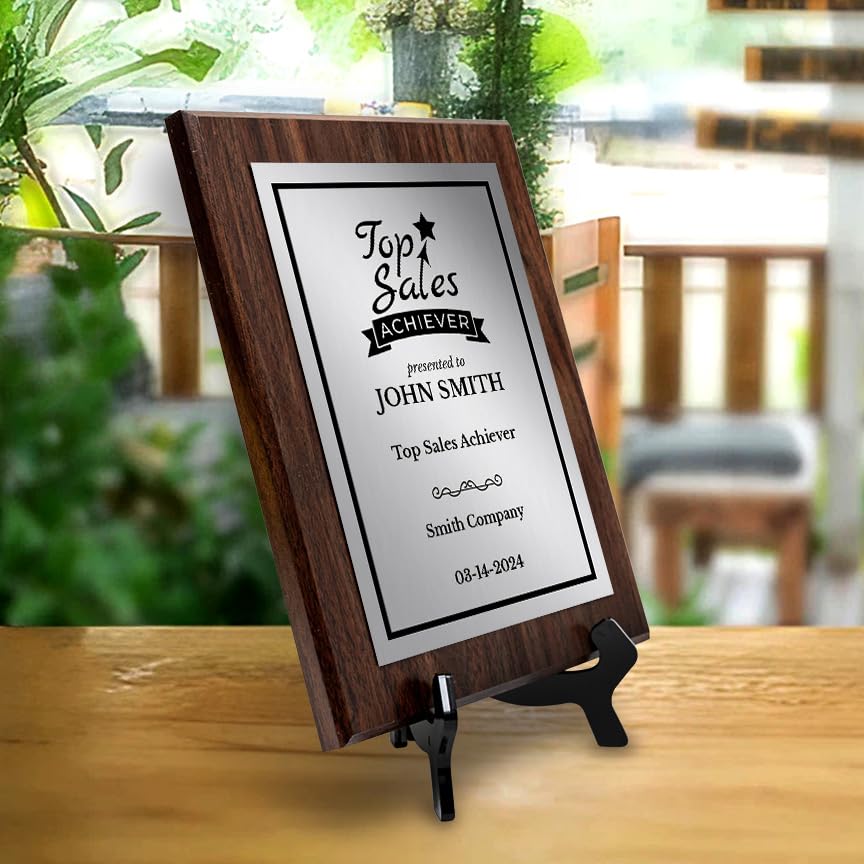 Top Sales Achiever Customizable Award Plaque | Easel Mount Option | Achievement and Recognition Personalizable Plaques
