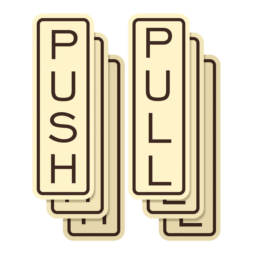 Signs ByLITA Classic Vertical Push Pull Self-Adhesive Door Sign for Businesses, Shops, Restaurants, Hotels and more (3 Pack) Wall or Door Sign