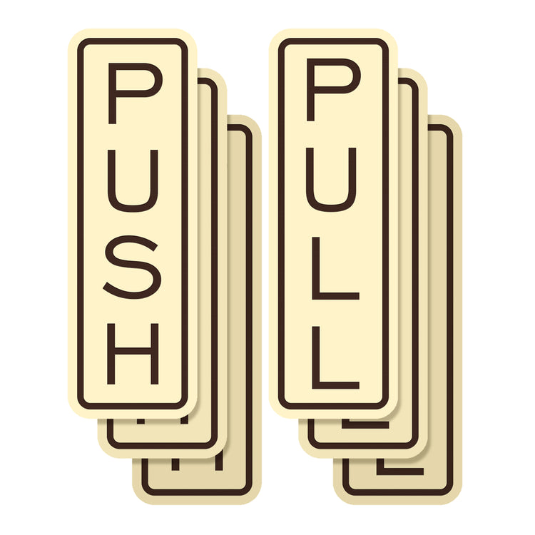 Signs ByLITA Classic Vertical Push Pull Self-Adhesive Door Sign for Businesses, Shops, Restaurants, Hotels and more (3 Pack) Wall or Door Sign