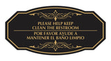 Signs ByLITA Victorian Please Help Keep Clean the restroom/Por favor ayude a mantener el Baño limpio Bilingual Wall or Door Sign