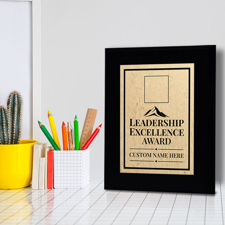 Leadership Excellence Award Personalized (Black) Wall Plaque With Easel Acrylic Stand | Workplace Recognition Ceremonies Award Plaques