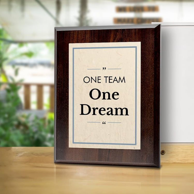 One Team, One Dream Decorative Wall Plaque With Easel Acrylic Stand | Motivational Decor