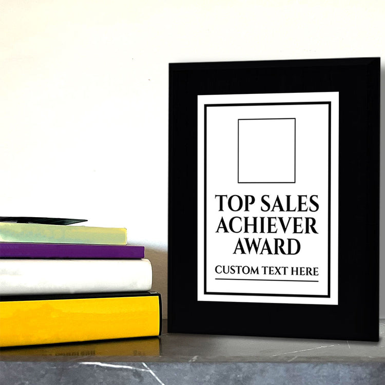 Top Sales Achiever Award Personalized (Black) Wall Plaque With Easel Acrylic Stand | Workplace Recognition Ceremonies Award Plaques