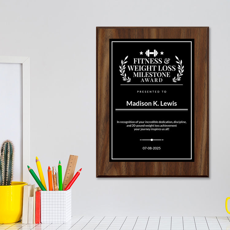 Fitness & Weight Loss Milestone Custom Award Wall Plaque With Easel Acrylic Stand | Personal Achievement Wall Plaques